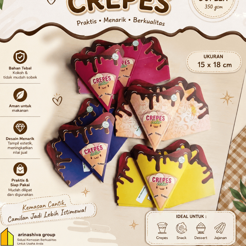 100 LEMBAR KEMASAN CREPES MINI BAHAN DUPLEK PUTIH SUPER QUALITY | KERTAS KREPES CRISPY HIGH QUALITY 