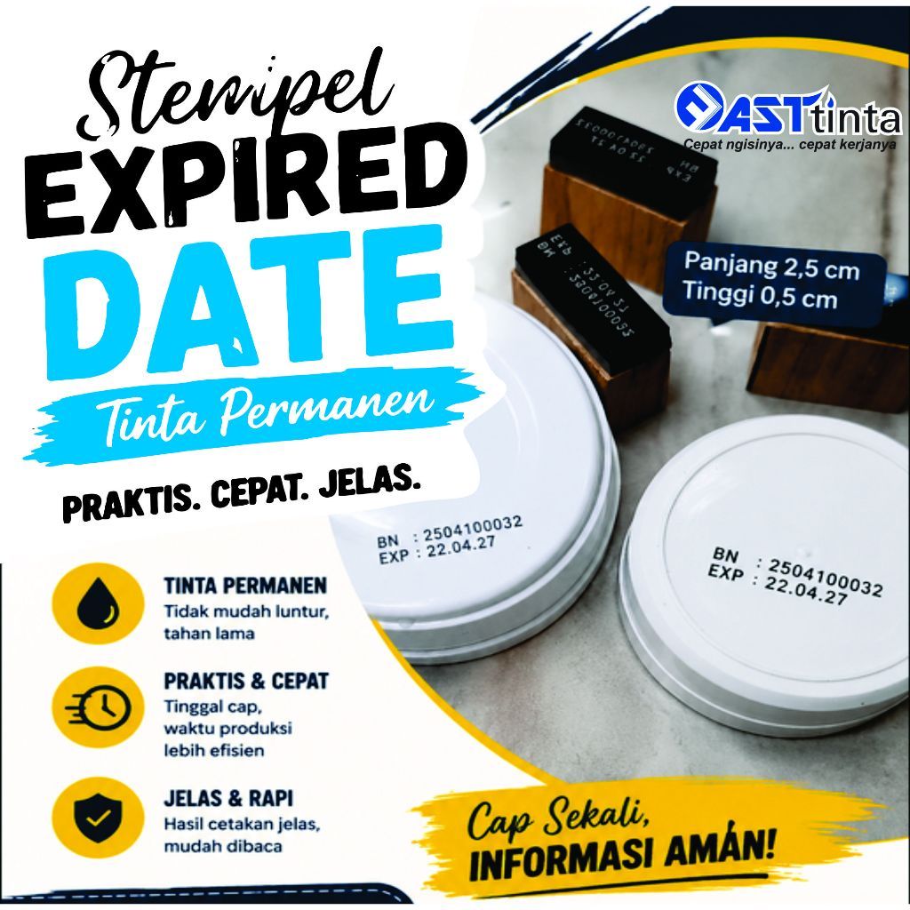 Cap Stempel Expired Date custom Tinta Permanen, Anti Air