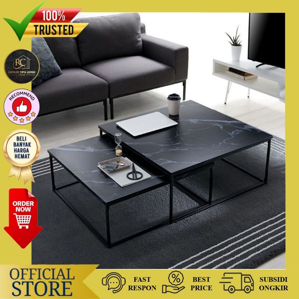 Meja Tamu Kotak Minimalis|Coffee Table|1 Set Table Industrial