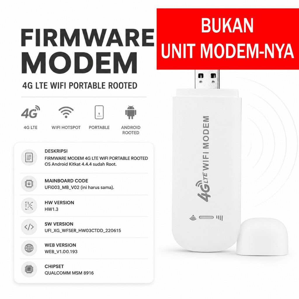FIRMWARE SISTEM OPERASI USB MODEM 4G LTE WIFI ROUTER PORTABLE ANDROID ROOTED (BUKAN UNIT MODEM-NYA)