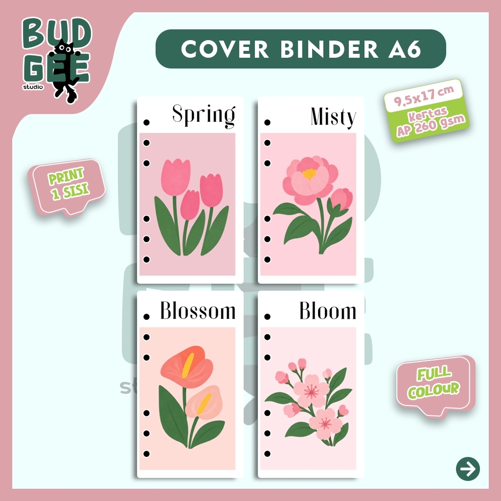 [Budgee] COVER BINDER A6 - FLOWER | BINDER SAVING CHALLENGE | BINDER A6 6 RING | COVER BINDER
