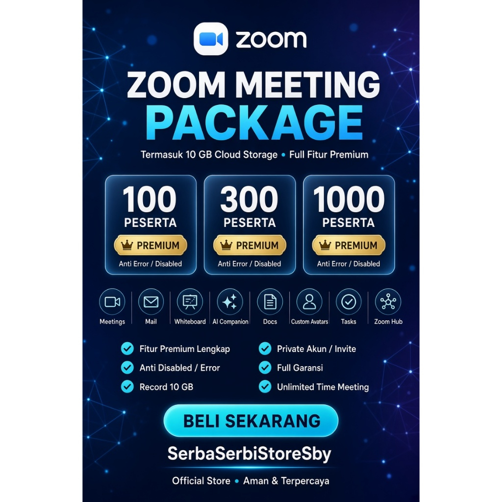 Zoom Meeting Pro 100 Peserta - Fitur Lengkap & Co-Host