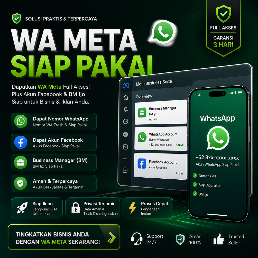 WA META SIAP PAKAI NOMOR WA BISNIS  AKUN FACEBOOK BM IJO