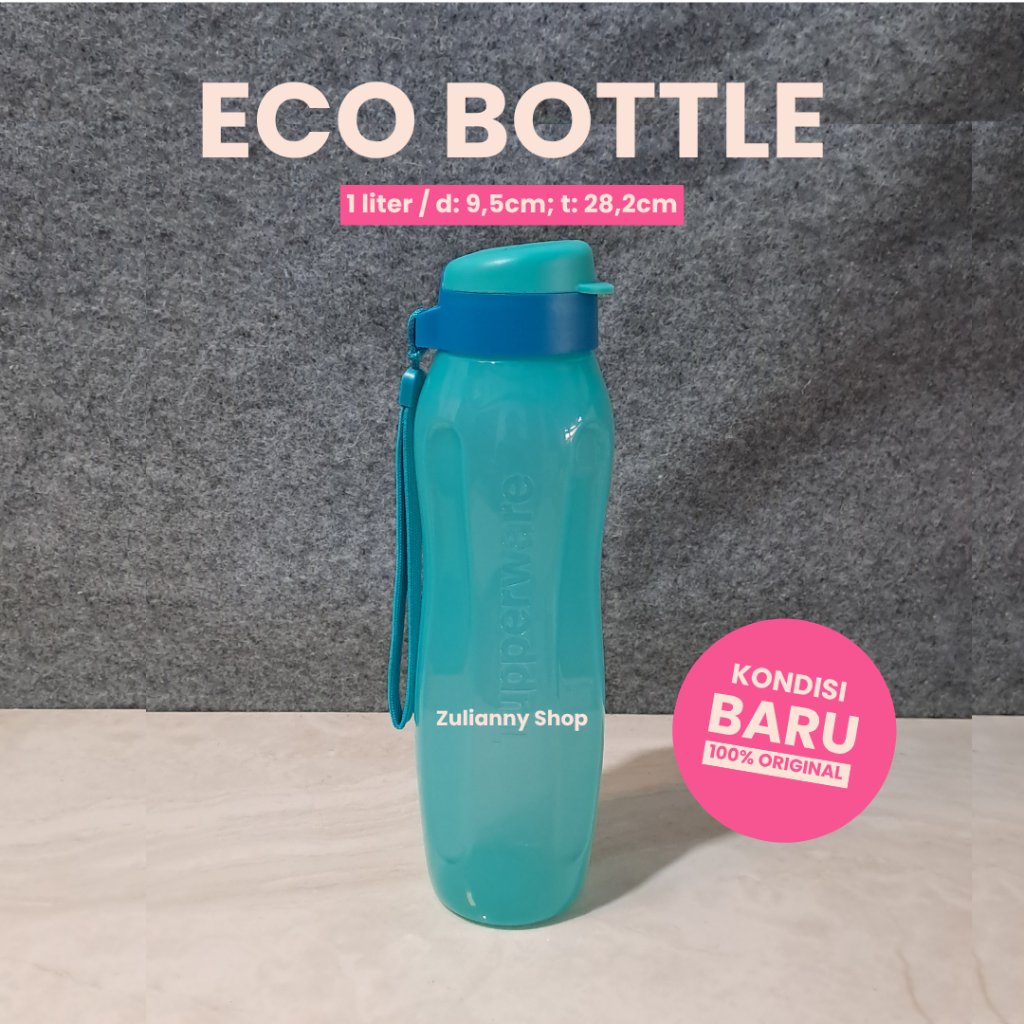Tupperware Eco Bottle 1l/1liter Original Brand New | Botol Minum Elegan Bening Tali Tutup Flip