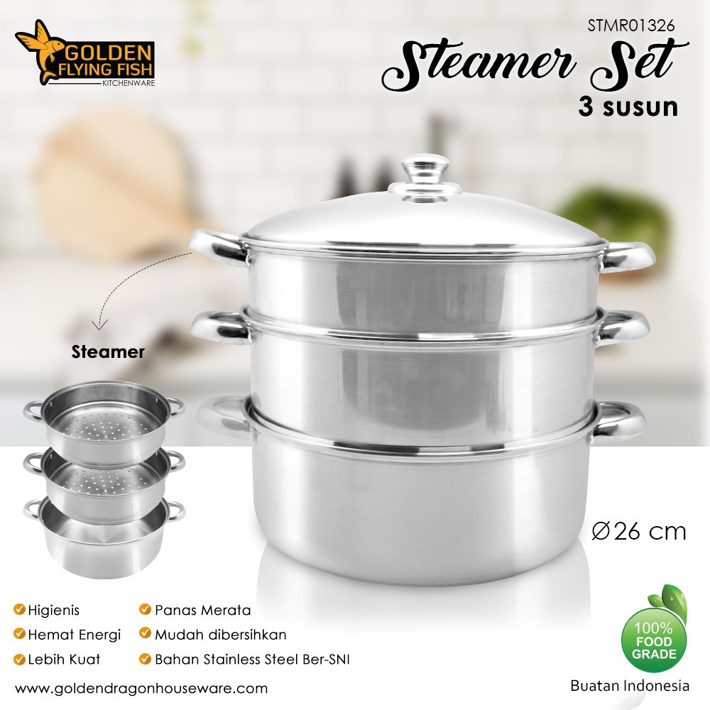 Golden Flying Fish Stainless Steel Steamer 3 Susun