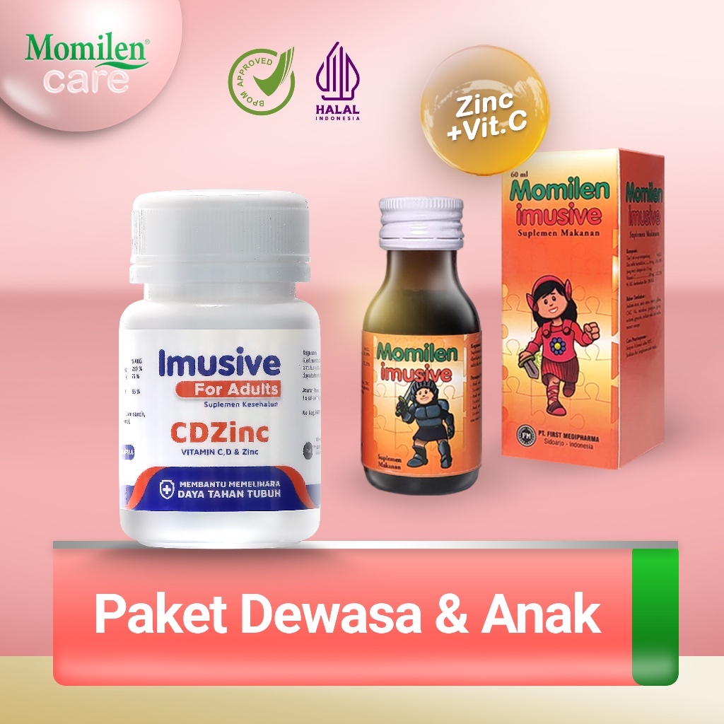 Imusive CDZinc 60 kapsul + Momilen Imusive Syrup 60ml / Vitamin CDZINC / Vitamin Anak dan Dewasa