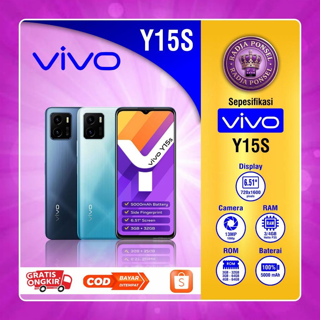 HP VIVO Y15S Second normal siap pakai RAM 3/32GB