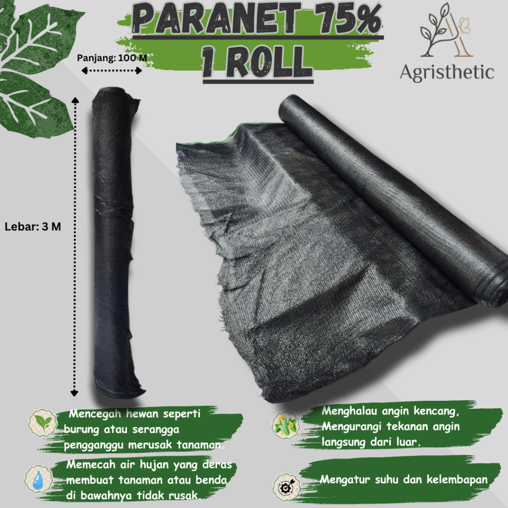 Paranet 1 Roll Filter UV 75% Jaring Pelindung Cahaya Matahari Tanaman