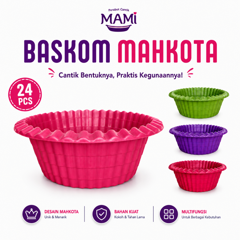 BASKOM PLASTIK MAHKOTA UKURAN 14 ELEGEN / BASKOM HAJATAN / BASKOM MURAH / BASKOM HAJATAN
