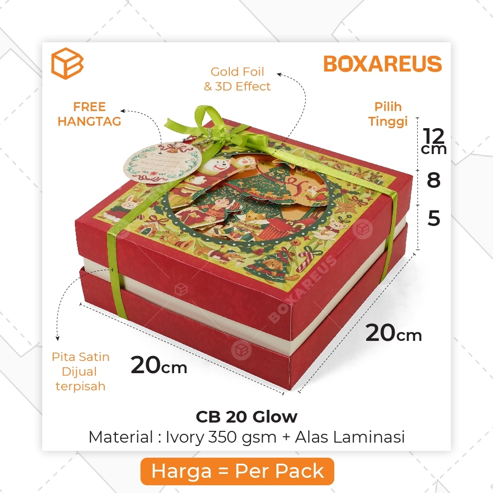 Box Hampers Natal Christmas Gift Cookies Box 20x20 | CB 20 GLOW