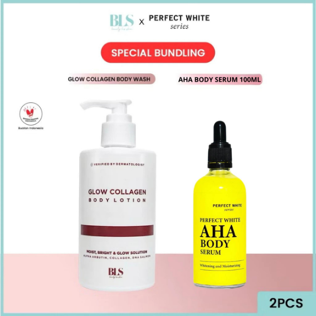 Beauty Lux Skin Glow Collagen Body Lotion with Salmon DNA + PERFECT WHITE AHA Body Serum 100ML | Whi