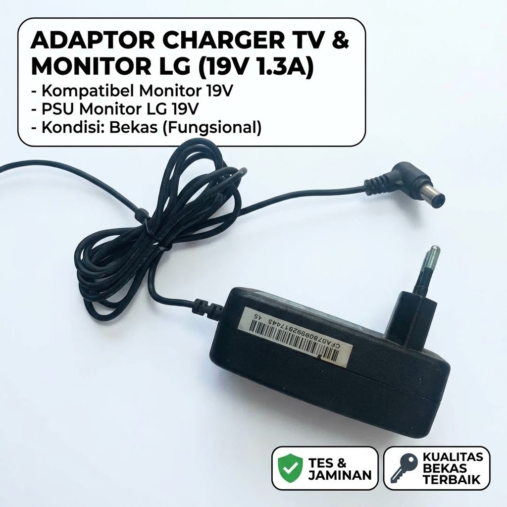 Adaptor Charger TV LG dan Monitor LG 19v 1,3a Adaptor Monitor LG 19v PSU Monitor LG 19v Bekas