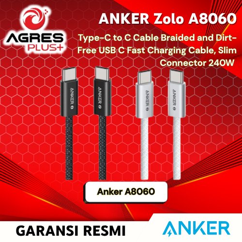 ANKER Zolo Type-C to C Cable, Braided and Dirt-Free USB C Fast Charging Cable, Slim Connector 240W -