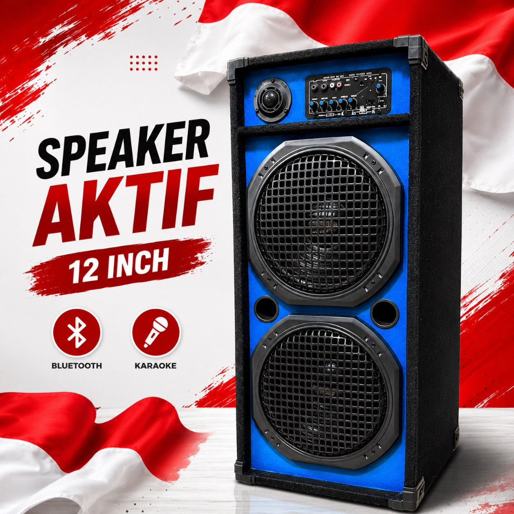 1 BOX 2 SPEAKER SPIKER SPEKER SALON SOUND AKTIF 12 INCH 12IN IN BLUETOOTH BLUTUT KARAOKE RADIO FM SU