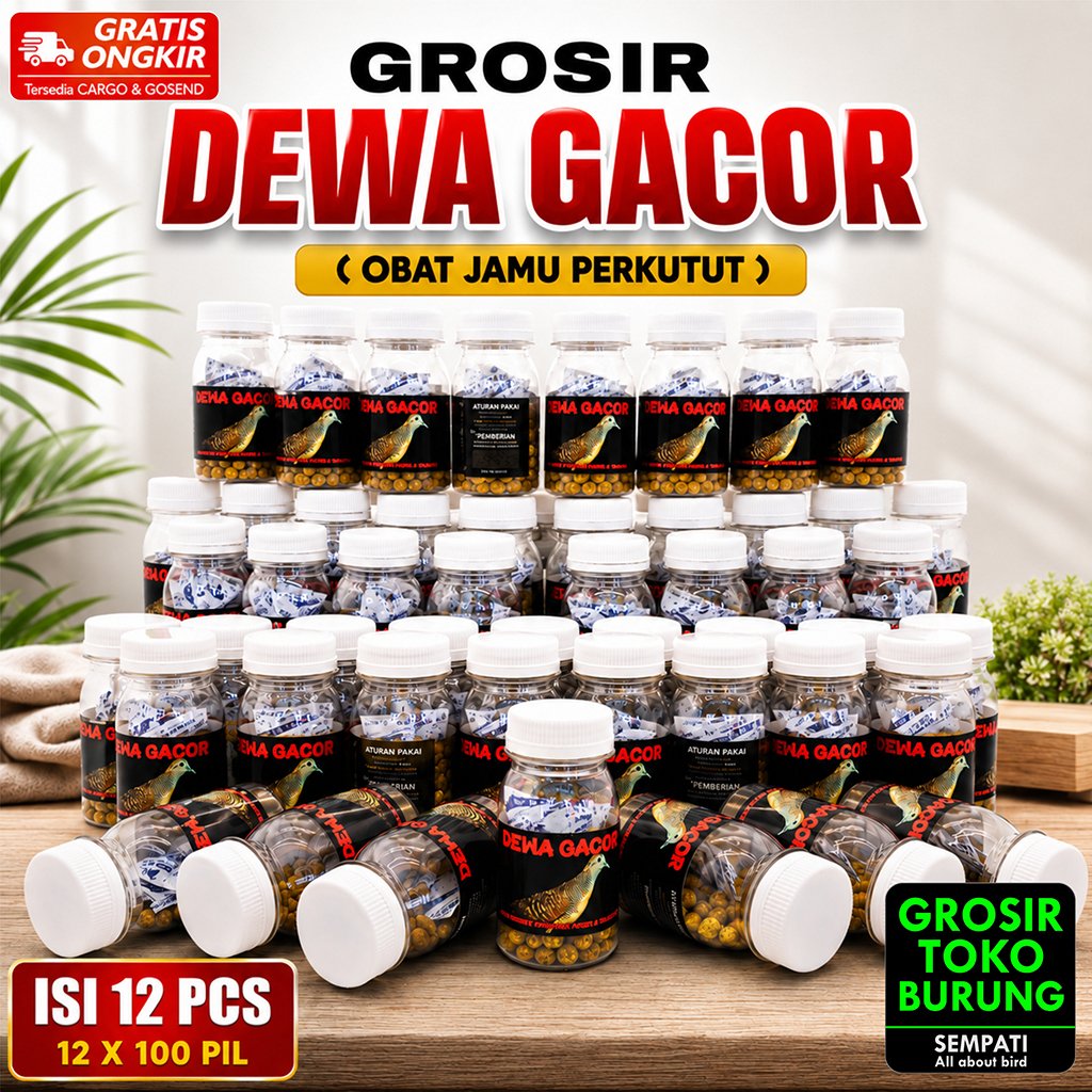SEMPATI GROSIR Jamu Vitamin Perkutut Dewa Gacor 100 Butir x 12 Botol Suplemen Obat Penggacor Burung 