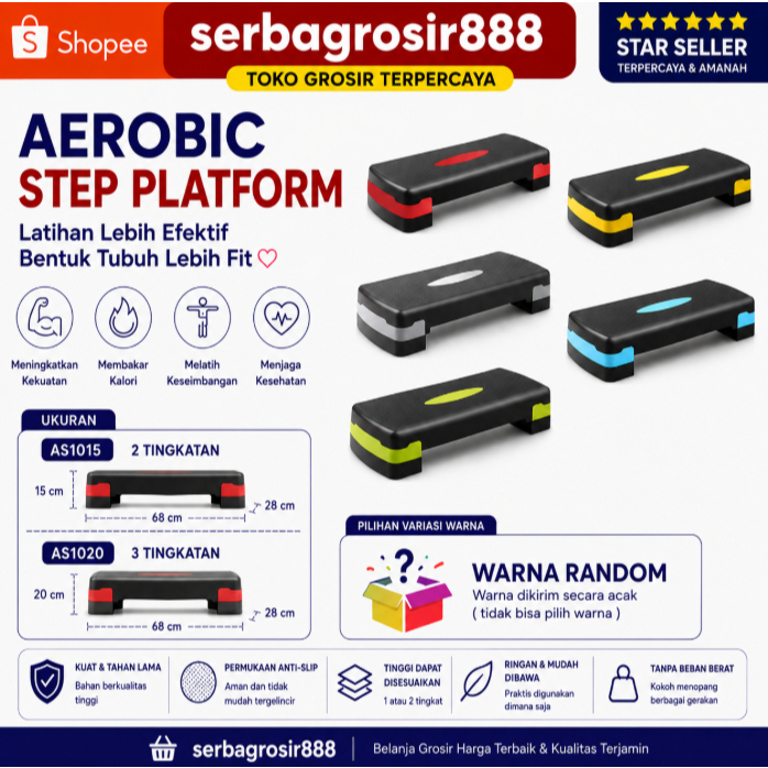 POTENCE AS1015 Aerobic Step / Papan Senam Fitness (Adjustable) PAPAN SENAM AEROBIC 3 TINGKATAN AEROB