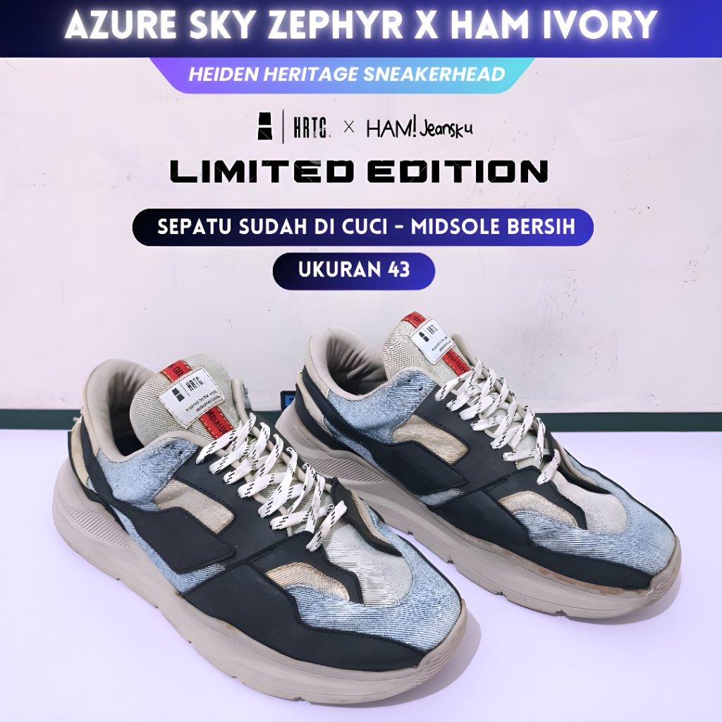 Sepatu Heiden Heritage ZEPHYR x HAM IVORY - AZURE SKY - Ukuran 43 - Mulus Like New
