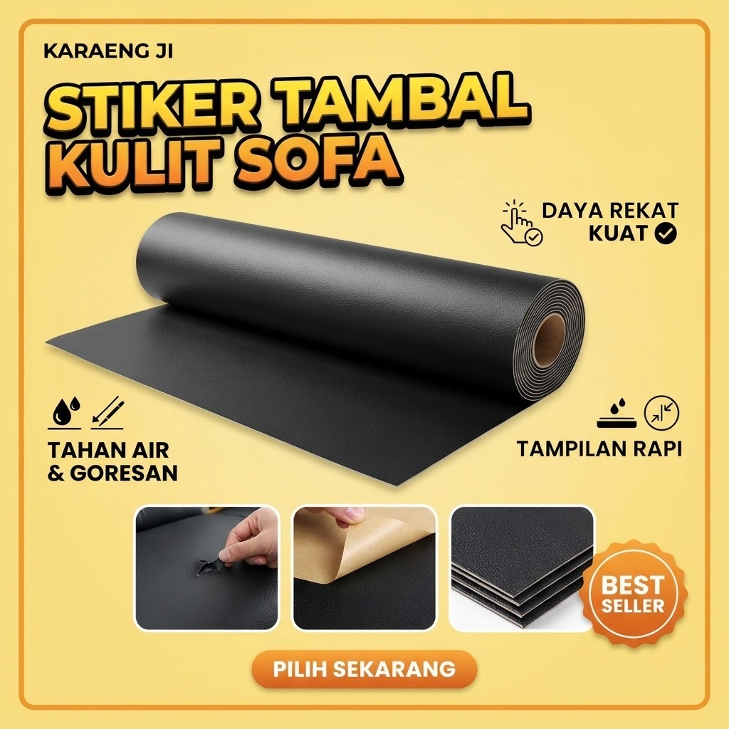 Stiker Stiker Tambal Sofa Kulit Sintetis Self Adhesive Roll Patch Tape 137x50cm
