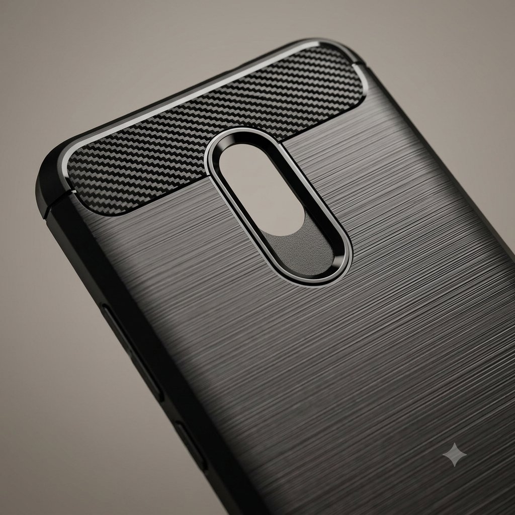 case Oppo Reno 6.4 inchi CPH1917 Softcase Black Carbon Fiber Tebal Elegan