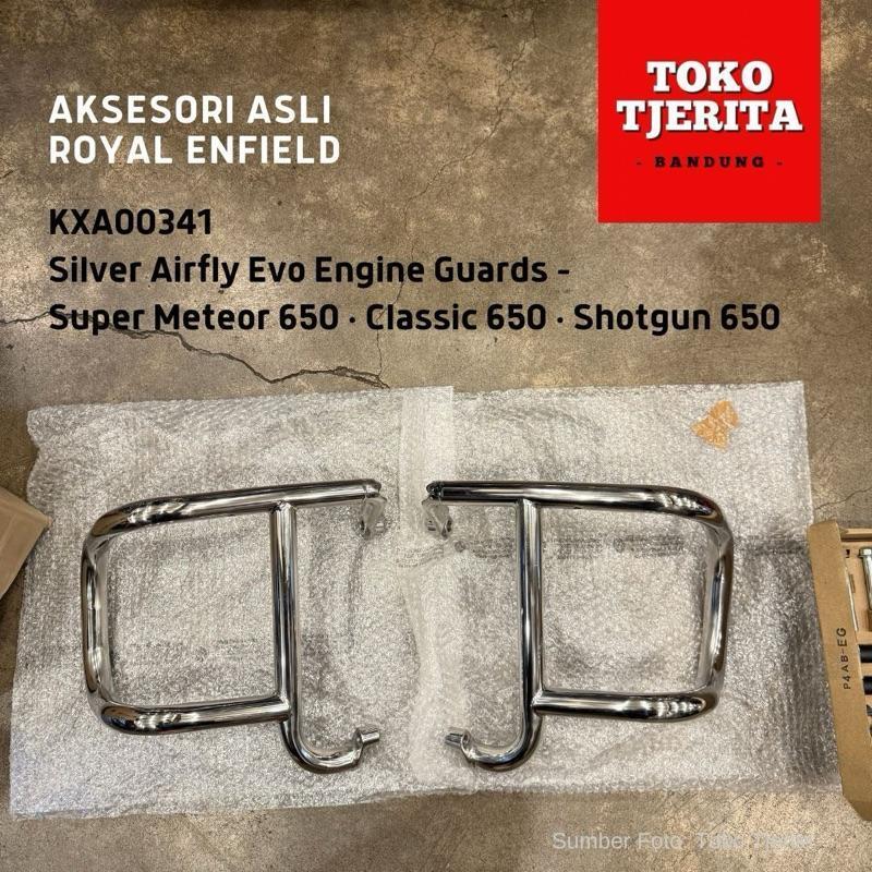 PROMO SILVER AIRFLY EVO ENGINE GUARDS KXA00341 CLASSIC 650 SUPER METEOR SHOTGUN - ROYAL ENFIELD ASLI