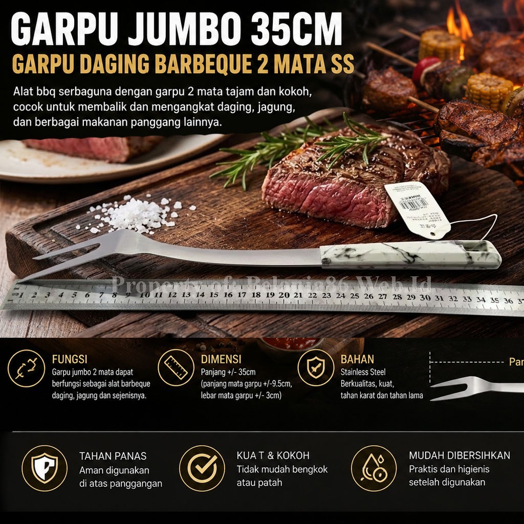 Garpu Jumbo 35cm- Garpu Daging Barbeque 2 mata SS