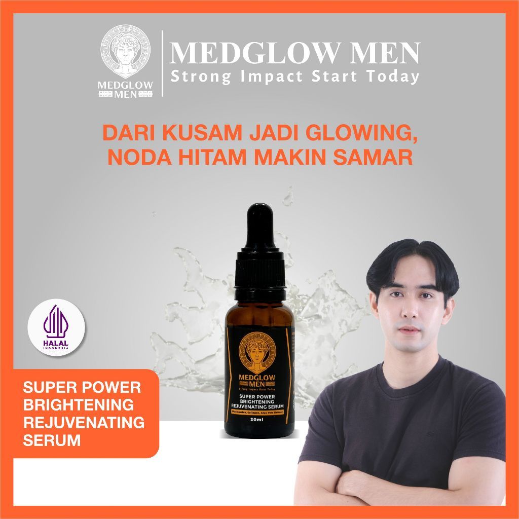 MEDGLOW MEN Super Power Brightening Rejuvenating Serum BPOM HALAL | SKINCARE WHITENING HIPERPIGMENTA