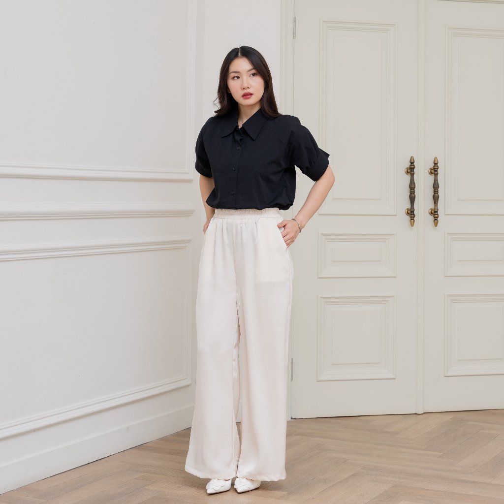 Viondy - Lunara Pants | Celana Kulot Wanita | Satin Straight Pants | Celana Satin Premium Casual And