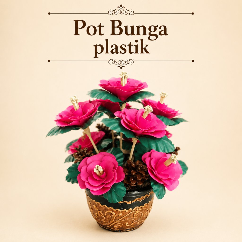 Pot bunga plastik - gerabah pot + bunga - gerabah bunga