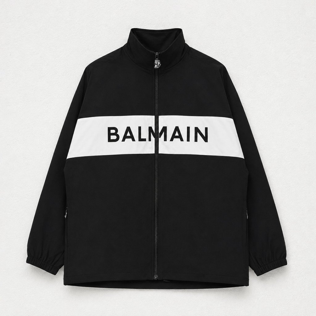 Jaket BALMAIN LINE WHITE BLACK ZIP TRACK JACKET 100% ORIGINAL
