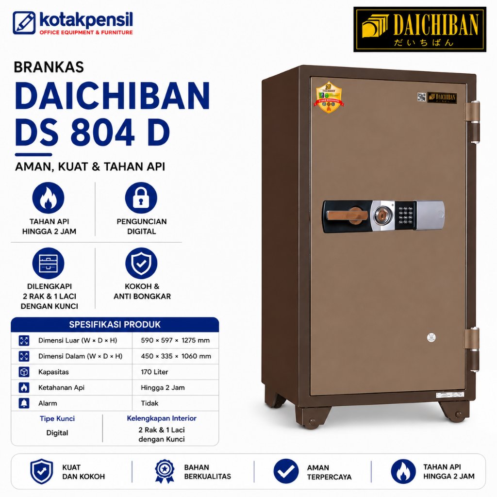 Brankas DAICHIBAN DS 804 D| Brankas Besar Tahan Api | Brankas Uang dan Emas | Berangkas Tahan Api
