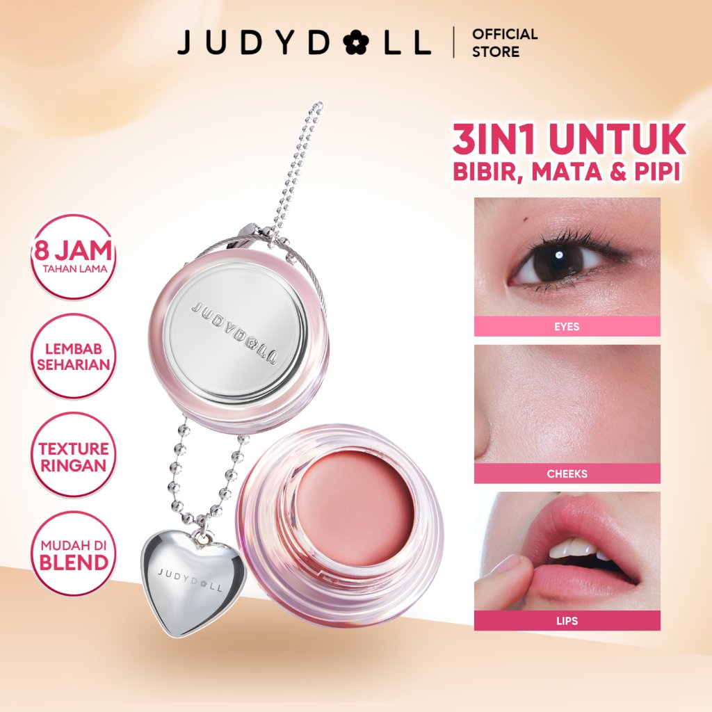 Judydoll Multiuse Blush - Cream Blush 3 in 1 Untuk Lipstick Eyeshadow Cheek Blush Perona Pipi Lipsti