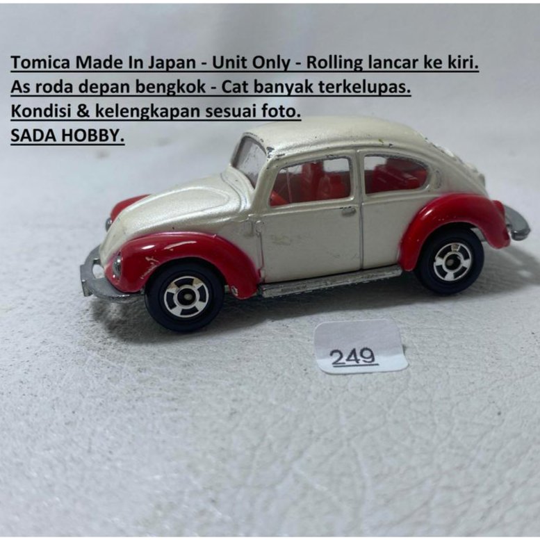 Tomica Foreign Volkswagen Beetle White Red Tone Unit Only