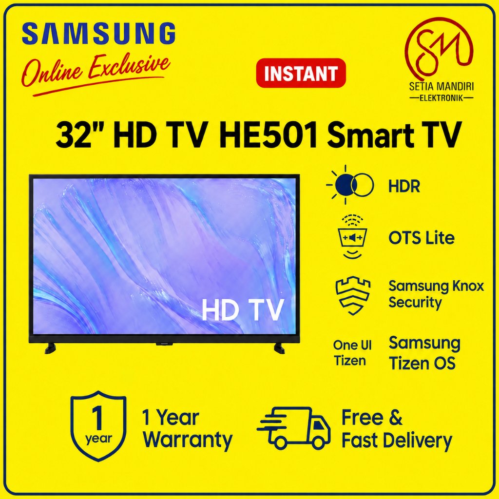 [INSTANT] SAMSUNG Smart TV 32 Inch 32HE501H HD - UA32HE501HKXXD Televisi LED 32 In HDR10 Plus Tizen 