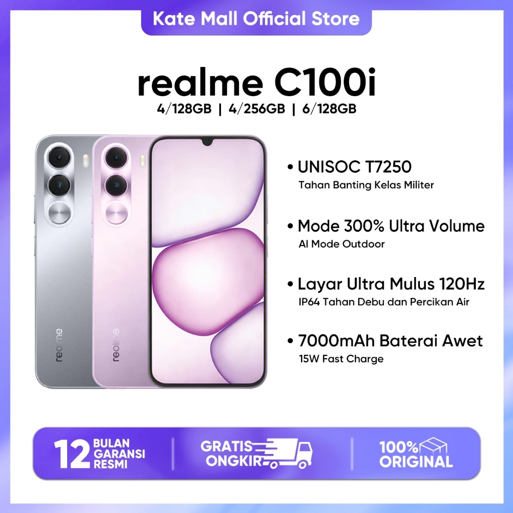 realme C100i 4/128GB (4GB+8GB Extended RAM) Garansi Resmi Hp Android Murah Terbaru 2026 Handphone