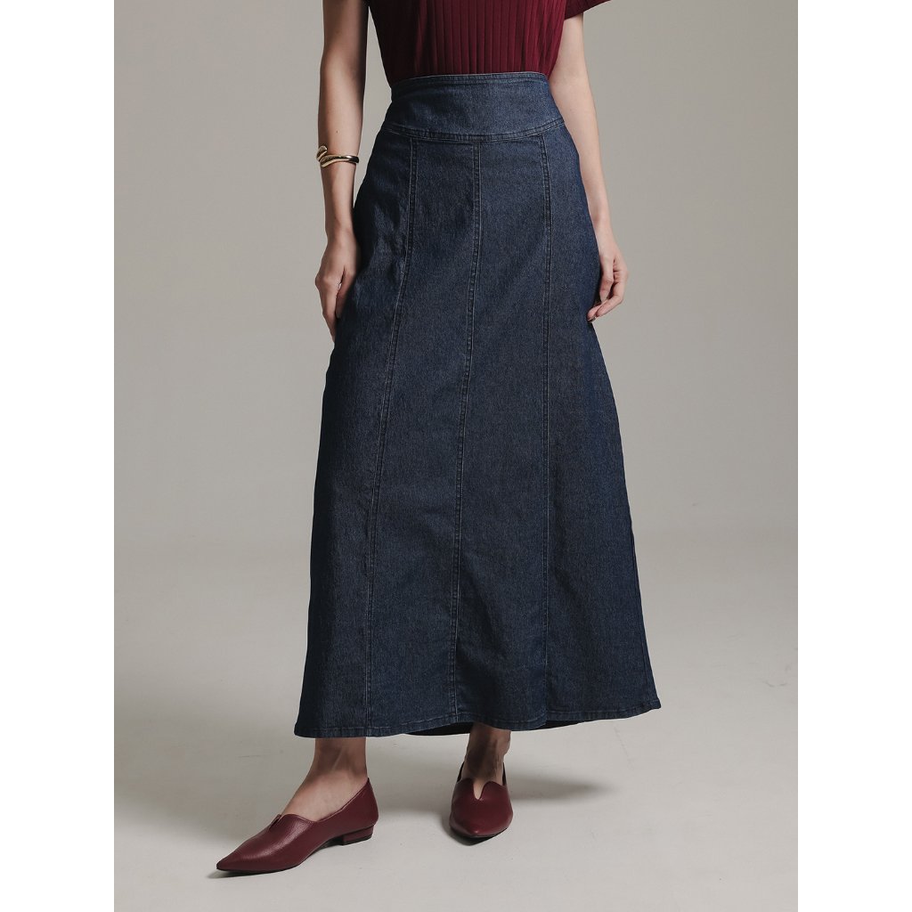 EXPAND Zelina Skirt Long Denim | Rok Panjang Denim Wanita - Warna Navy