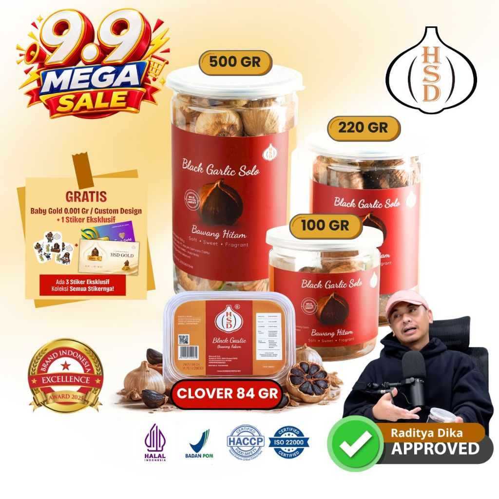 HSD Black Garlic Solo Bawang Hitam Tunggal Premium BPOM Halal Fermentasi 90 Hari