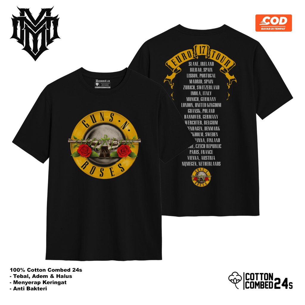 GNR - EURO 17 TOUR TSHIRT BLACK | KAOS BAND