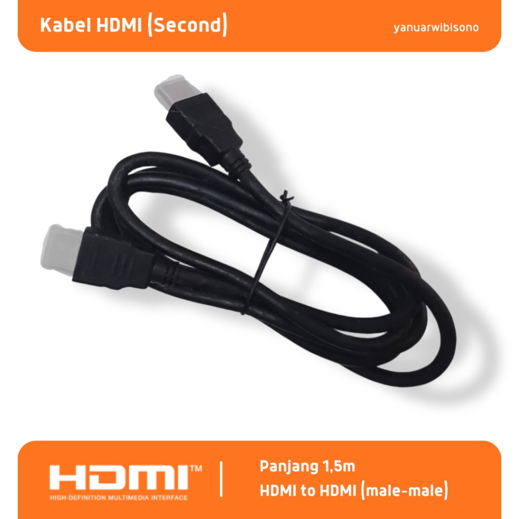 Kabel HDMI to HDMI 1.5M Male Male Second Bekas Laptop PC TV Monitor PS Proyektor
