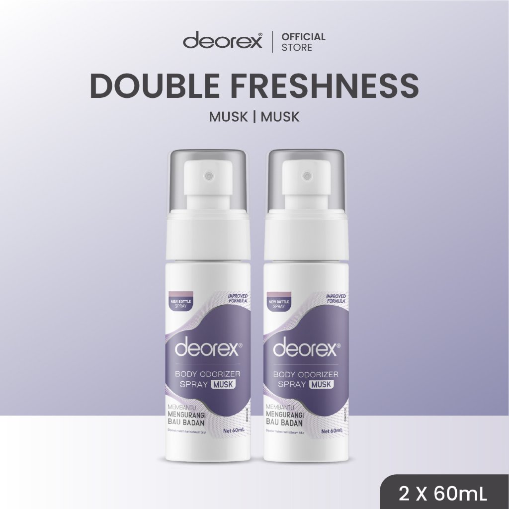 Deorex [Bundling 2pcs Double Freshness] Body Odorizer Musk Masking Fragrance Spray Pengganti Deodora