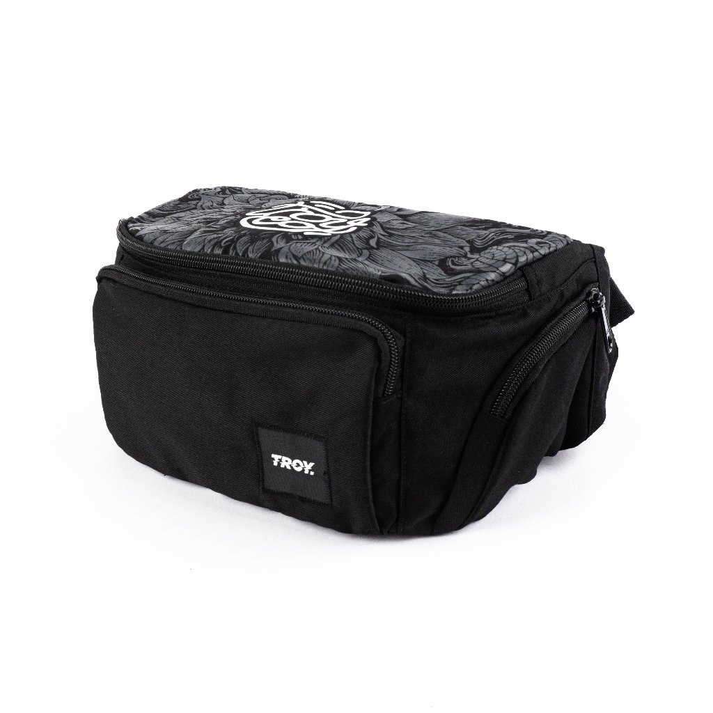 Troy Company Waistbag Black Dark Bloom - Tas Pinggang Selempang Hitam WB 3703