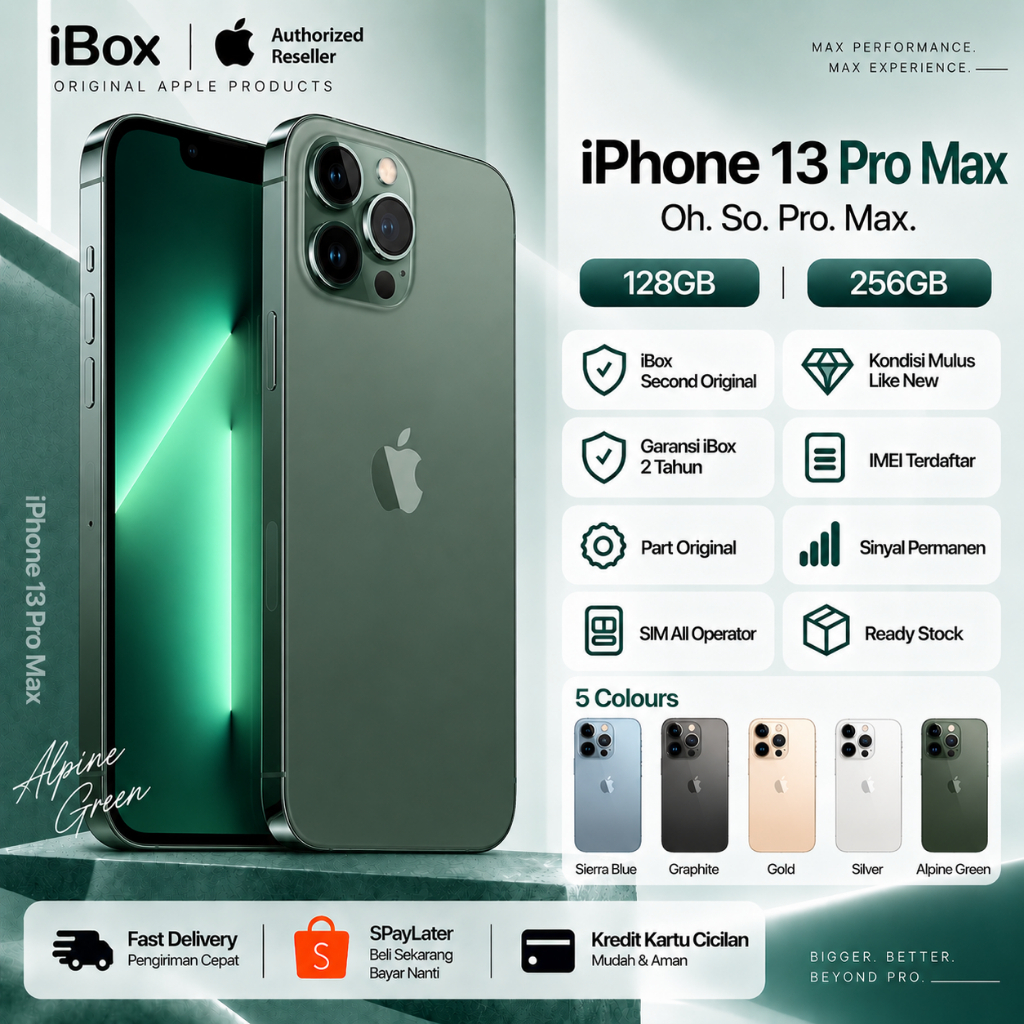 iPhone 13 Pro Max Second iBox Original Like New IMEI Aman Fullset Garansi 1 Tahun 128GB 256GB