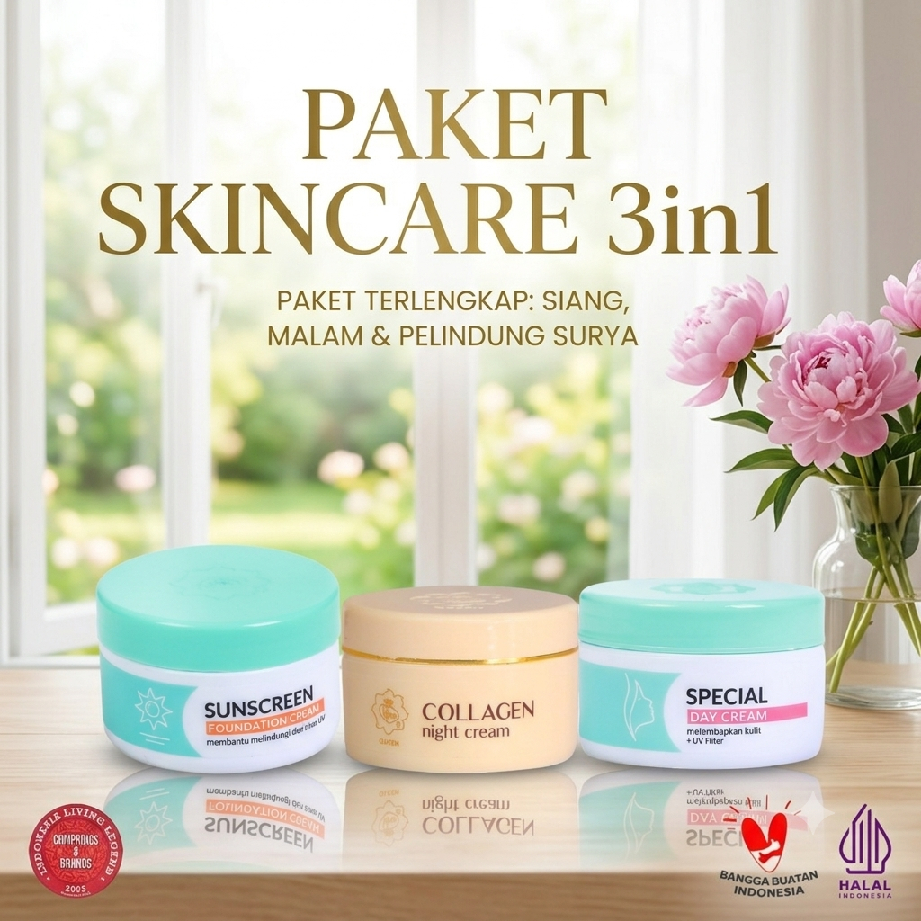 Paket Viva Daily Skincare 3 in 1 Original | Krim Siang, Krim Malam & Sunscreen SPF