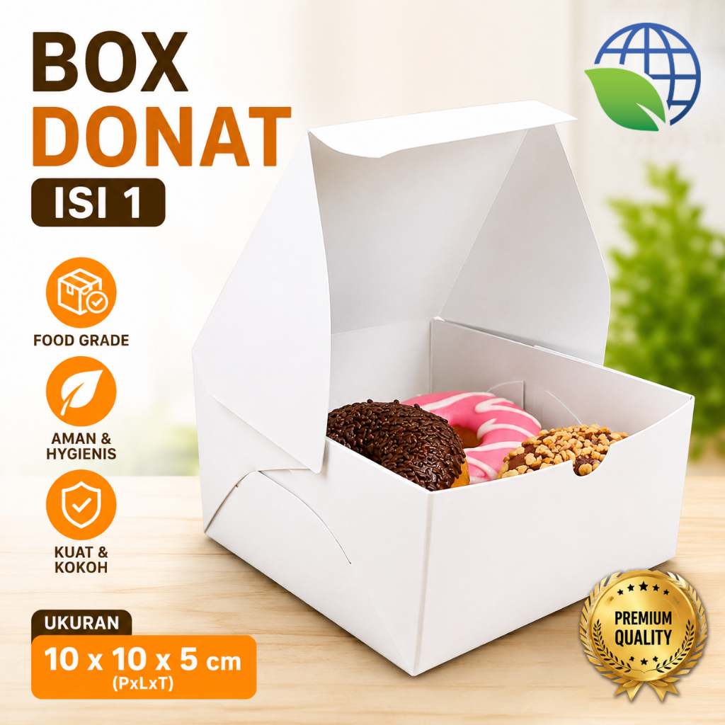 Box Donat - Kotak Donat - Dus Donat Donut - PUTIH- Isi 1 (100 pcs)