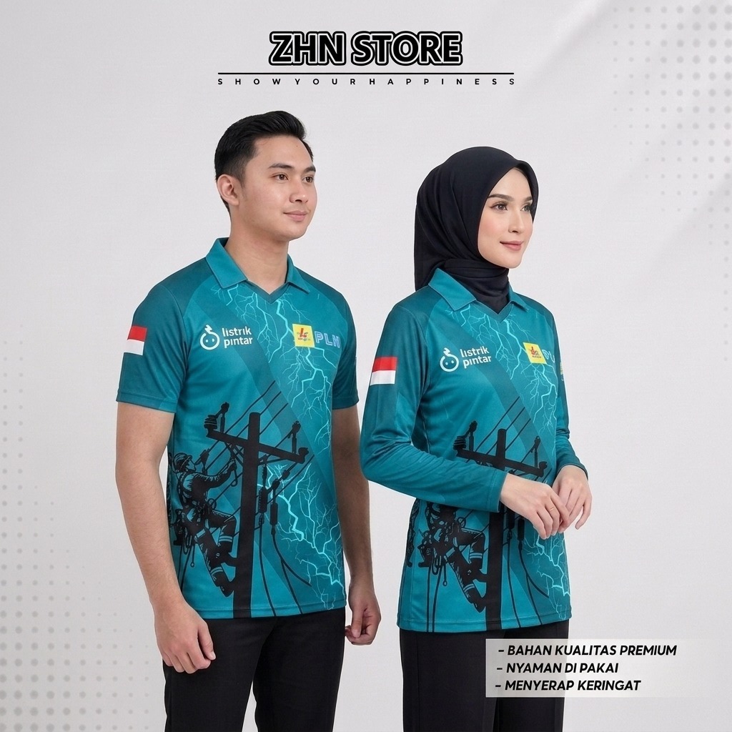 JERSEY POLO PLN LISTRIK PINTAR/ JERSEY KAOS POLO/ FULL PRINTING PREMIUM