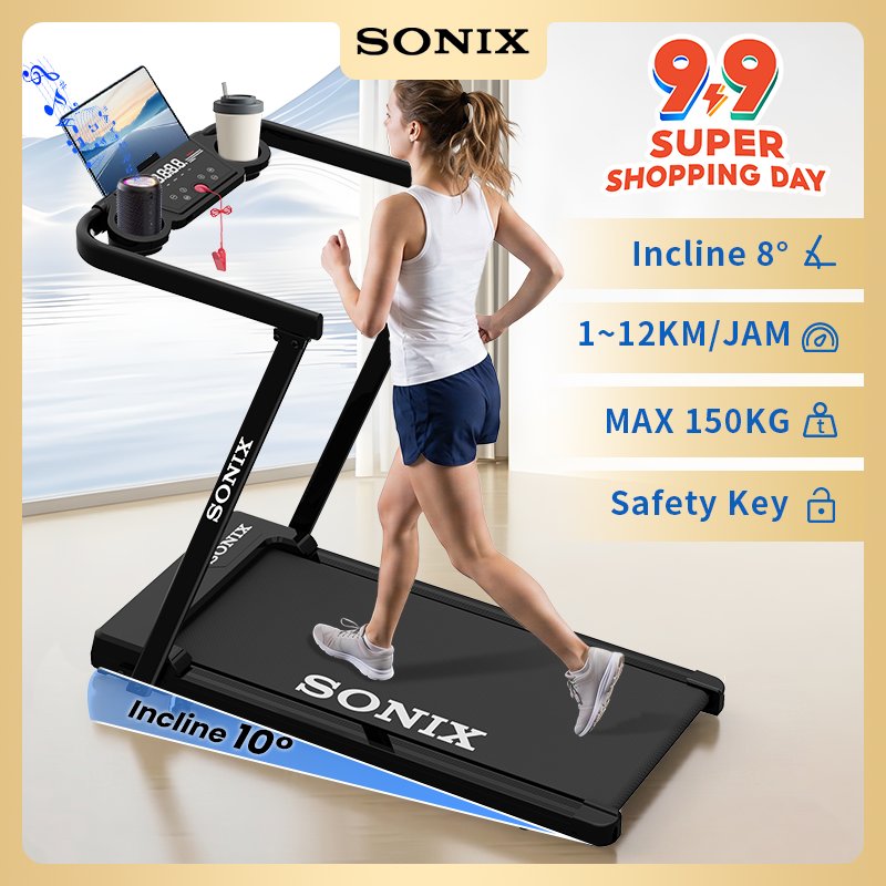 Sonix Z Model Incline Electric Treadmill STR07 Listrik Foldable Walking Pad Safety Key Low Power Ala