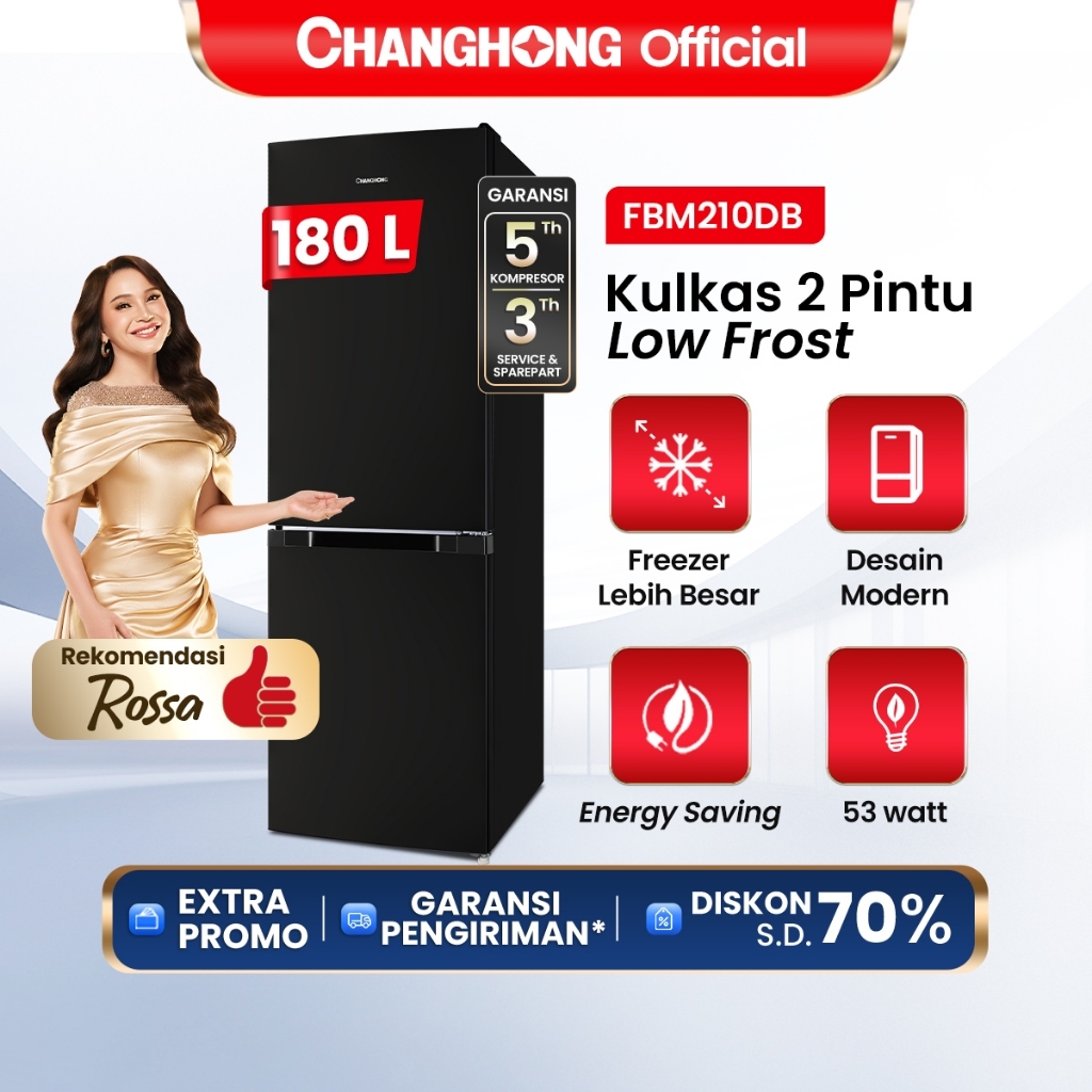 [BEST SELLER] Changhong  Kulkas 2 Pintu  (Bottom Mounted Refrigerator) Lemari Es  Kapasitas 180 Lite