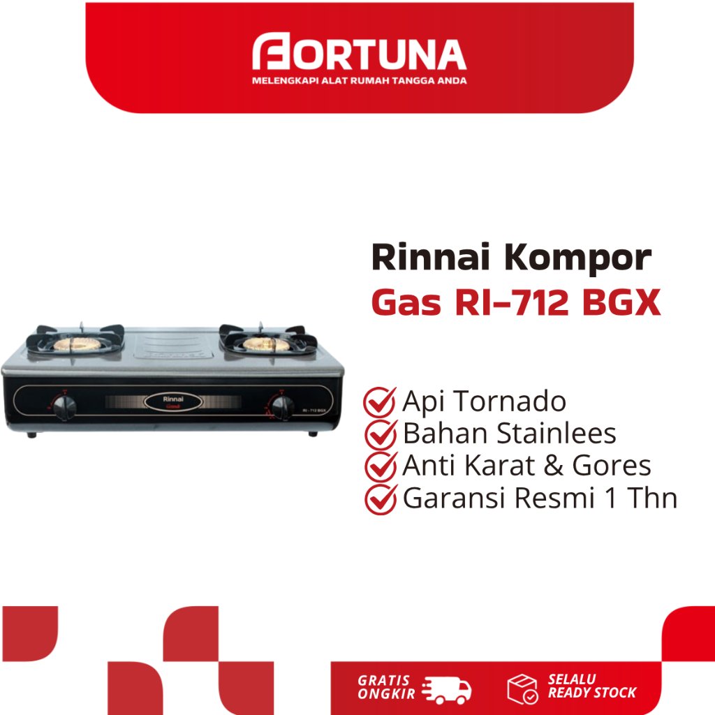 Rinnai Kompor Gas RI-712 BGX 2 Tungku  Kompor Gas Rinnai RI712 BGX