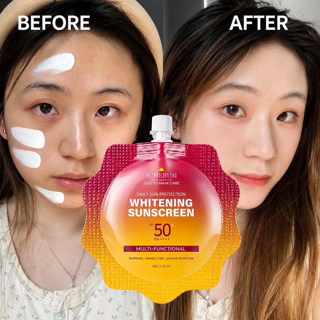 Sunscreen SPF 50 PA+++ Whitening Sunblock Wajah Daily Sunscreen Ringan Tidak Berminyak Cepat Meresap