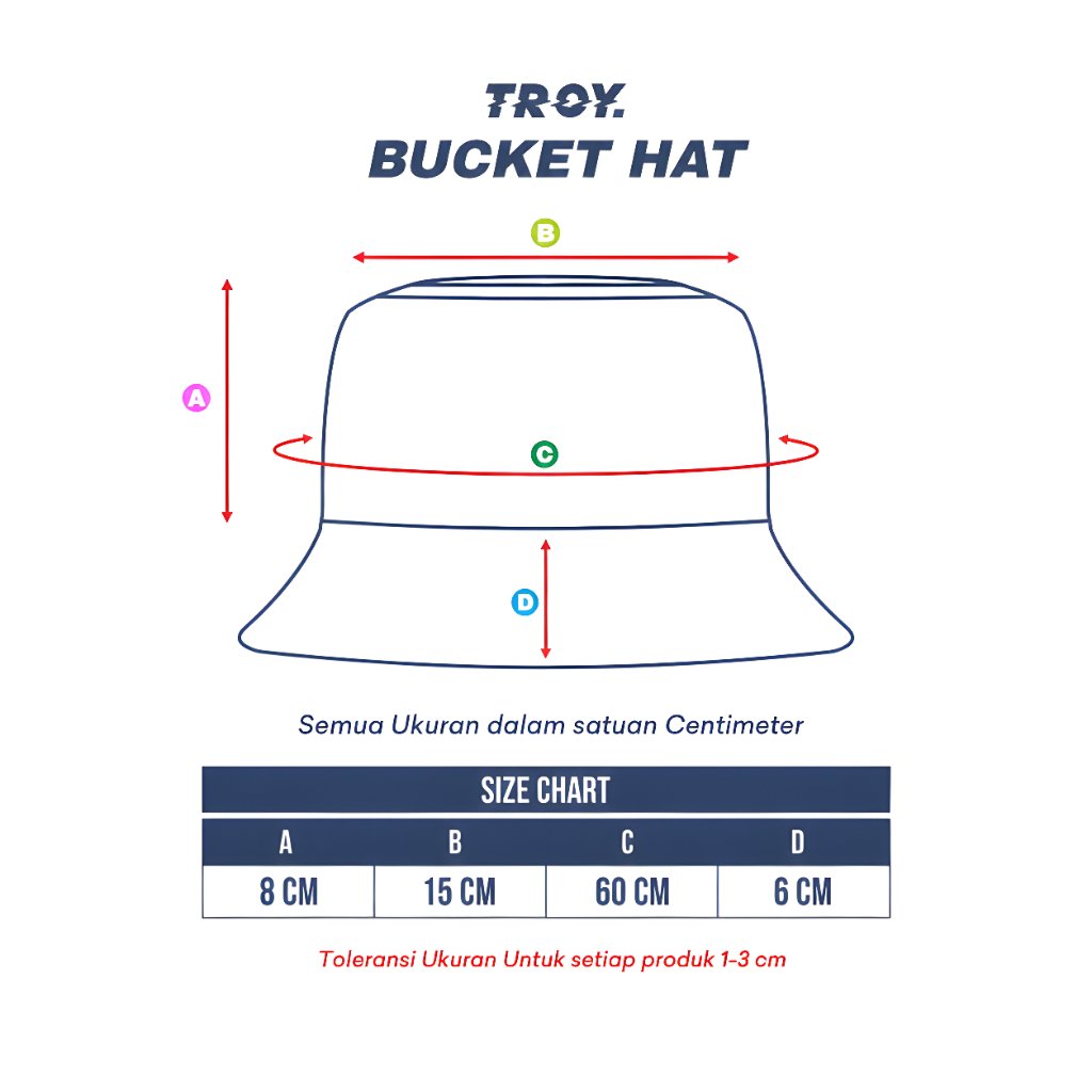 Troy Company Bucket Hat Black Marker - Topi Bucket Hitam BHD 3707