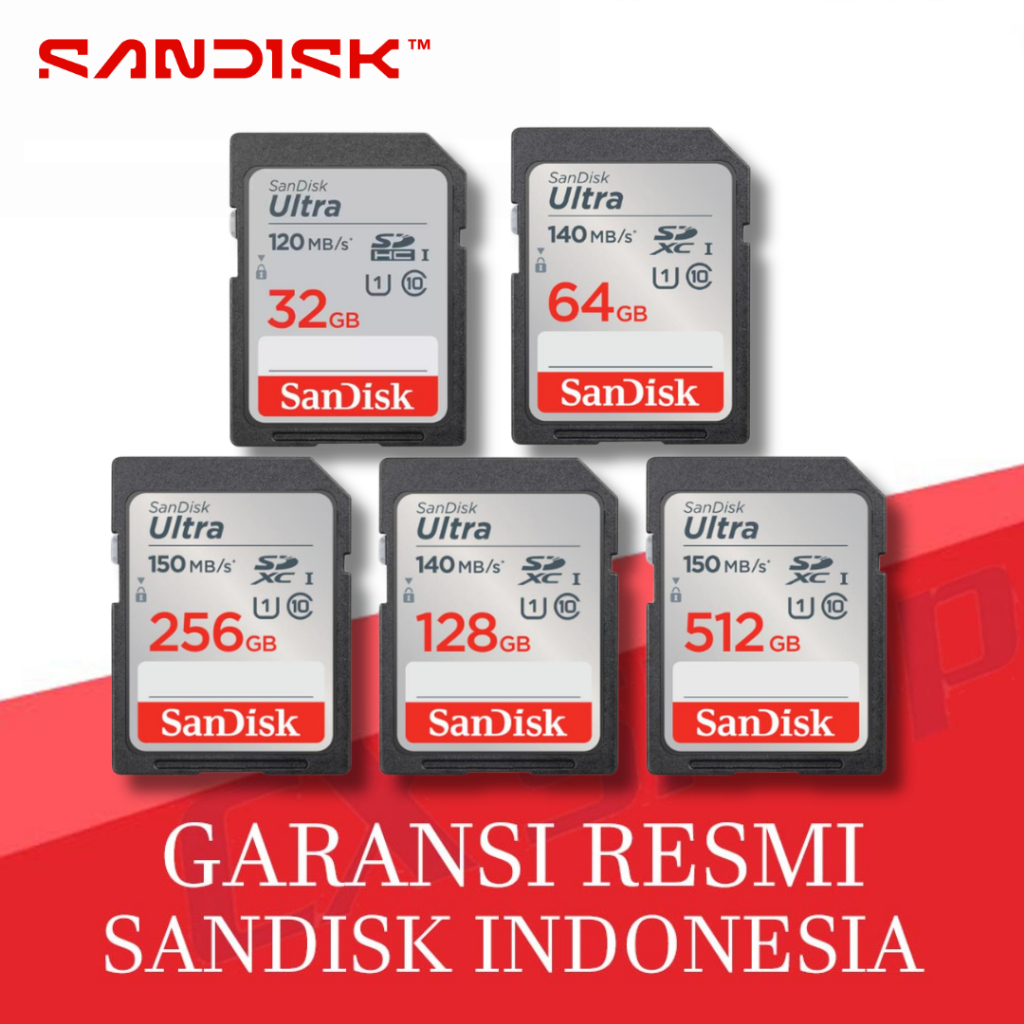 SANDISK Ultra SDHC / SDXC Card 32GB / 64GB / 128GB / 256GB Class 10 UHS-I